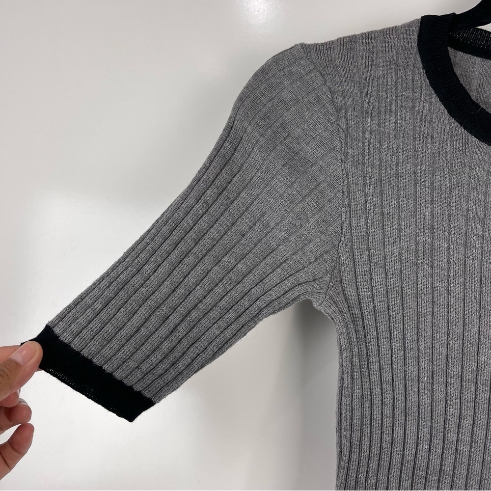 Who What Wear Grey Black Ribbed Knit Top Women's Size XS - Picture 5 of 7